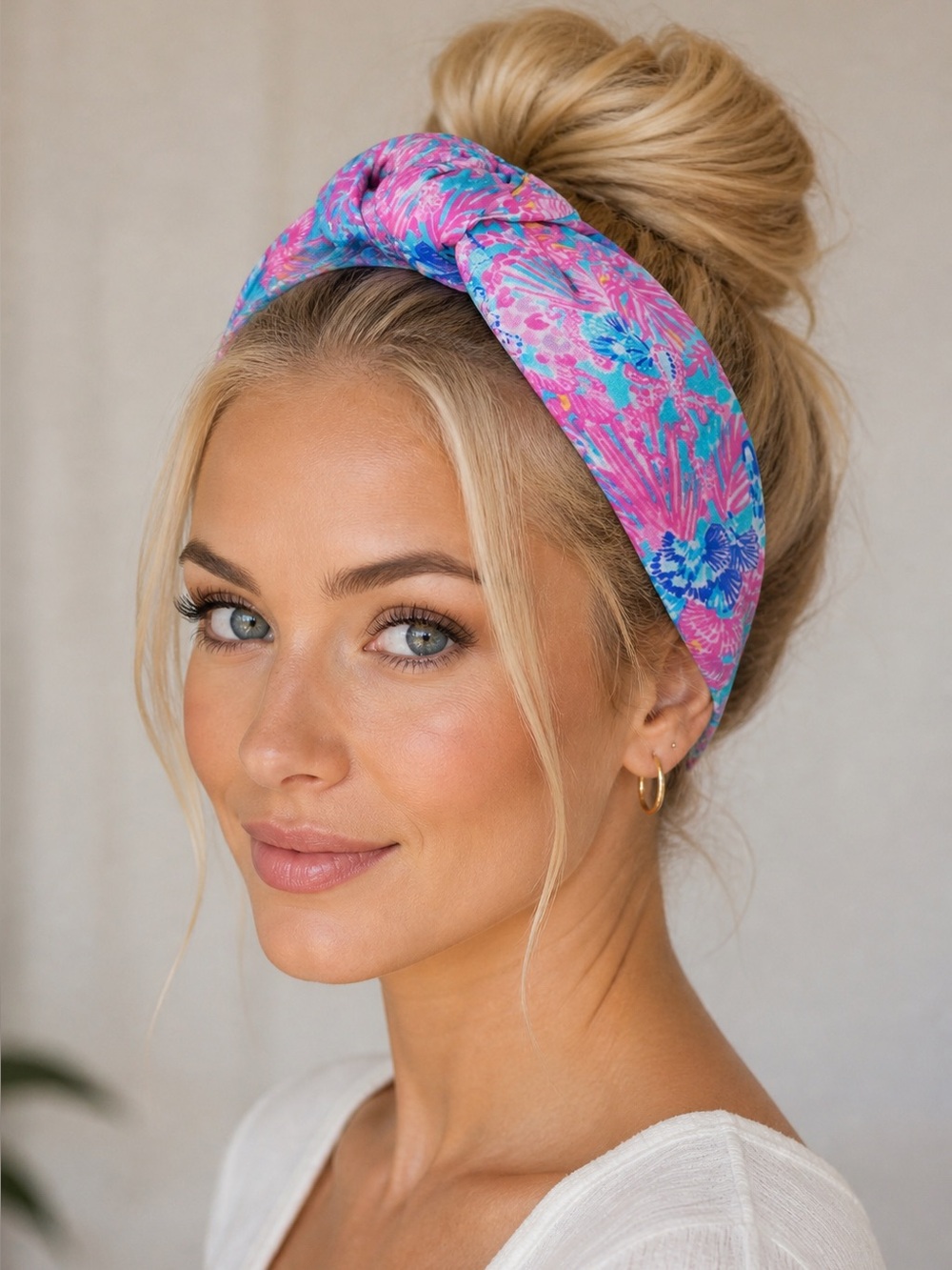 Lilly Pulitzer Knotted, Wide Satin Headband, Splendor in the Sand